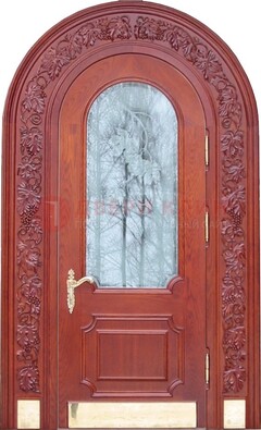 Толстая металлическая арочная дверь со стеклом ДА-20 в Тамбове