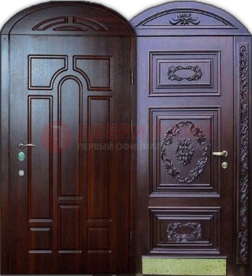 Стильная железная арочная дверь с декоративным элементом ДА-24 в Курске