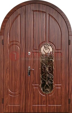 Арочная двухстворчатая стальная дверь Винорит ДА-54 в Лосино-Петровсом