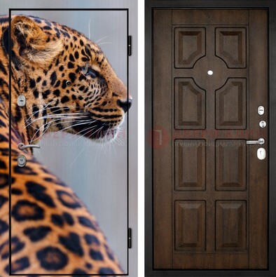 Металлическая дверь с фотопечатью леопарда ДФ-26 в Лосино-Петровсом