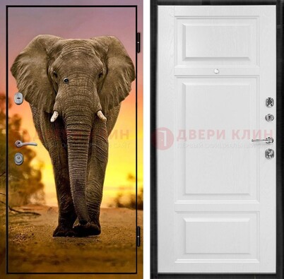 Металлическая дверь с фотопечатью слона ДФ-30 в Лосино-Петровсом