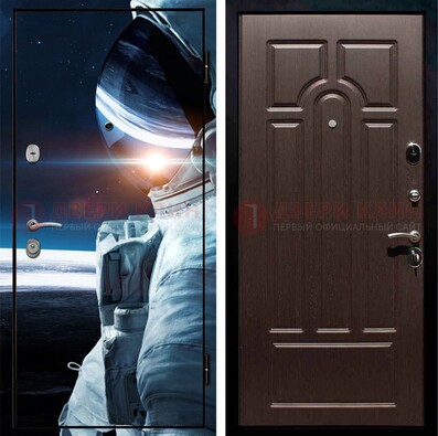 Стальная дверь с фотопечатью космонавта ДФ-4 в Лосино-Петровсом