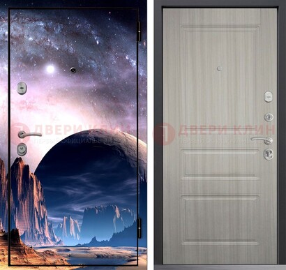 Железная дверь с фотопечатью космоса и планеты ДФ-50 в Кубинке