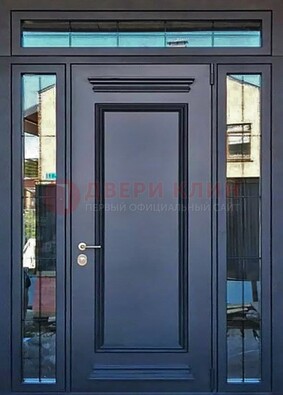 Черная металлическая дверь с фрамугой и филенкой ДФГ-19 в Лосино-Петровсом