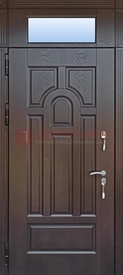 Железная дверь с фрамугой в коричневом цвете ДФГ-22 в Лосино-Петровсом