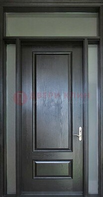 Черная металлическая дверь с фрамугами и стеклом ДФГ-24 в Лосино-Петровсом