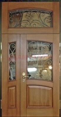 Железная дверь массив стекло и ковка с фрамугой ДФГ-27 в Лосино-Петровсом