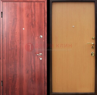 Красная железная дверь с ламинатом ДЛ-3 в Лосино-Петровсом