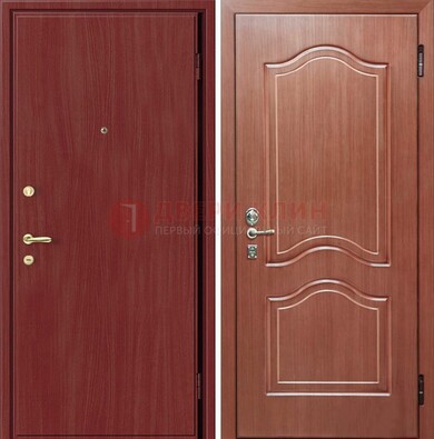 Красная металлическая дверь с ламинатом МДФ внутри ДЛ-8 в Лосино-Петровсом