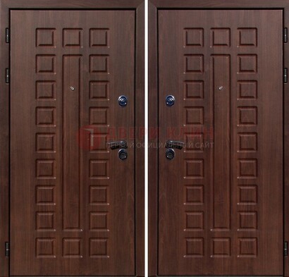Коричневая железная дверь с МДФ снаружи ДМ-113 в Можайске