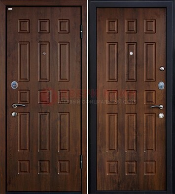 Коричневая металлическая дверь с МДФ ДМ-156 для квартиры в Лосино-Петровсом