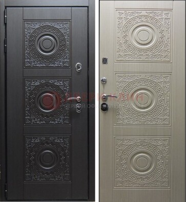 Темная стальная дверь с МДФ ДМ-161 для коттеджа в Лосино-Петровсом
