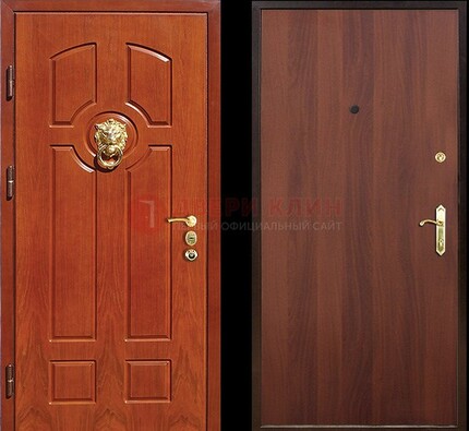 Оранжевая стальная дверь с МДФ ламинат внутри ДМ-18 в квартиру в Лосино-Петровсом