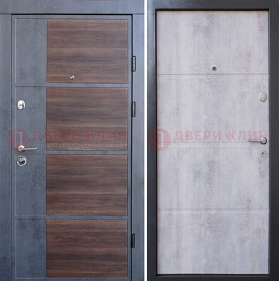 Темная железная филенчатая дверь с терморазрывом и МДФ ДМ-211 в Лосино-Петровсом