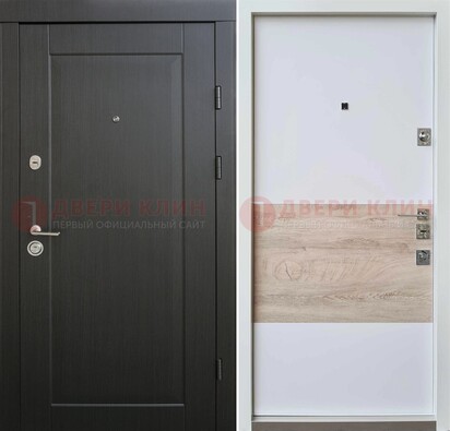Черная металлическая дверь с белой МДФ внутри ДМ-230 в Лосино-Петровсом
