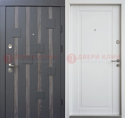 Черная металлическая дверь c МДФ и стеклом ДМ-231 в Лосино-Петровсом
