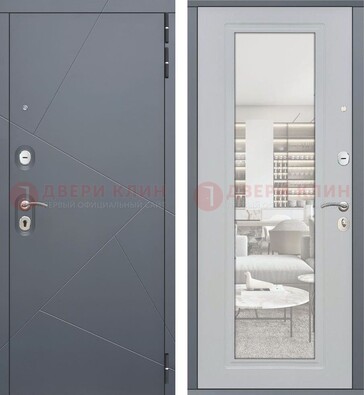Железная белая дверь c МДФ Орех тисненый ДМ-244 в Лосино-Петровсом