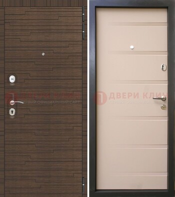 Коричневая  железная дверь c фрезерованной МДФ ДМ-248 в Лосино-Петровсом
