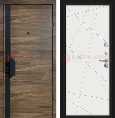 Стальная коричневая дверь МДФ c черной вставкой ДМ-267 в Лосино-Петровсом