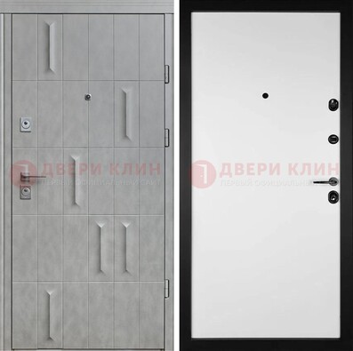 Серая стальная дверь с рисунком МДФ и внутри Белый ясень ДМ-280 в Лосино-Петровсом