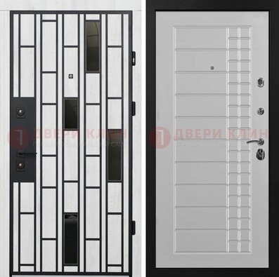 Белая с черными элементами железная дверь МДФ ДМ-282 в Лосино-Петровсом