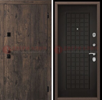Металлическая коричневая дверь с МДФ темным внутри ДМ-286 в Лосино-Петровсом