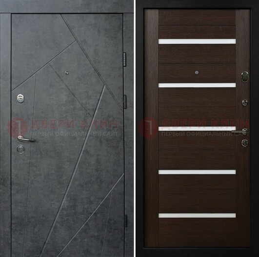 Металлическая серая дверь с филенчатой МДФ ДМ-289