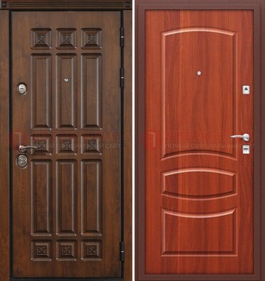 Темная металлическая дверь с МДФ и узором ДМ-364 в Лосино-Петровсом