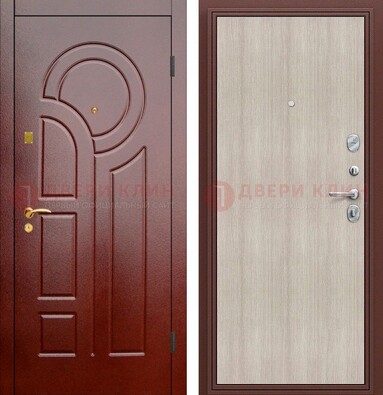 Красная металлическая дверь с МДФ панелями ДМ-368 в Лосино-Петровсом