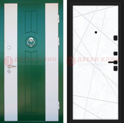 Зеленая железная дверь с панелями МДФ ДМ-369 в Лосино-Петровсом