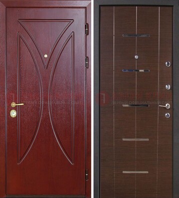 Темно-красная железная дверь с МДФ ДМ-370 в Лосино-Петровсом
