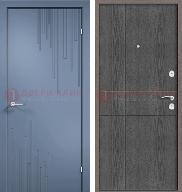 Синяя металлическая дверь МДФ в квартиру ДМ-434 в Лосино-Петровсом