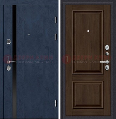 Синяя входная дверь МДФ с обеих сторон ДМ-473 в Лосино-Петровсом