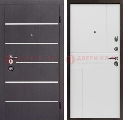 Темная стальная дверь с белыми вставками с МДФ ДМ-482 в Лосино-Петровсом