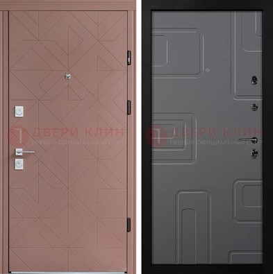 Красная стальная дверь в квартиру с МДФ хайтек ДМ-493 в Лосино-Петровсом