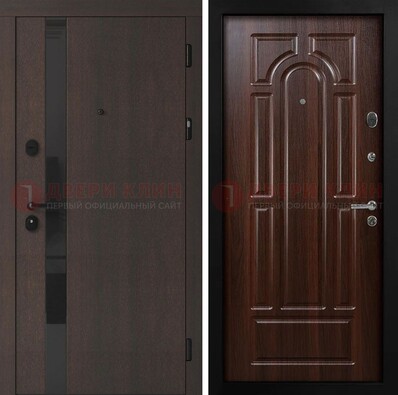 Темная входная дверь с МДФ панелями в квартиру ДМ-499 в Лосино-Петровсом