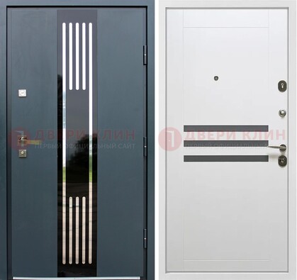 Темная квартирная дверь с разными МДФ ДМ-504 в Лосино-Петровсом
