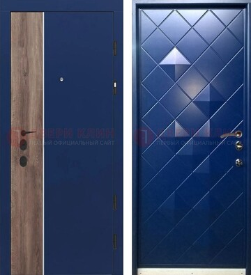 Синяя железная дверь с МДФ с обеих сторон ДМ-506 в Лосино-Петровсом