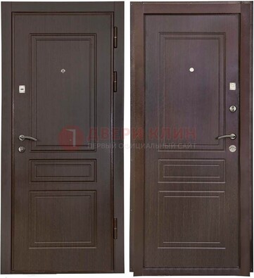 Антивандальная коричневая железная дверь с МДФ ДМ-61 в Лосино-Петровсом