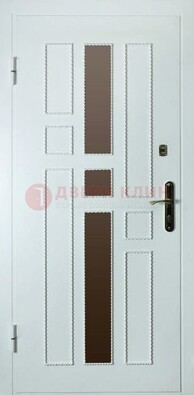 Белая стальная дверь с МДФ и декоративными вставками ДМ-62 в Лосино-Петровсом
