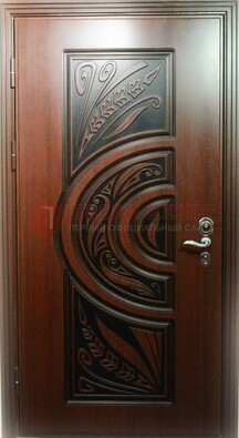 Коричневая стальная дверь с массивом дуба с рисунком ДМД-16 в Лосино-Петровсом