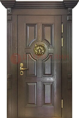 Коричневая металлическая дверь с массивом дуба ДМД-50 в Лосино-Петровсом