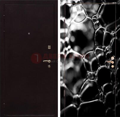 Черная стальная дверь с порошковым окрасом с фотопечатью ДП-158 в Лосино-Петровсом