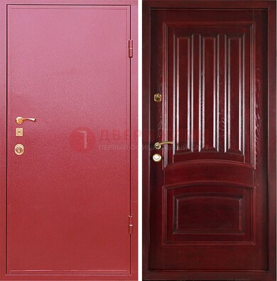 Красная металлическая дверь с порошковым напылением ДП-165 в Лосино-Петровсом
