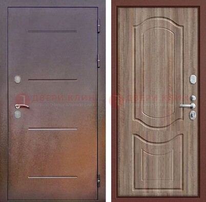 Стальная дверь с порошковым покрытием с коричневой МДФ ДП-226 в Лосино-Петровсом