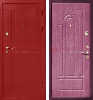 Красная входная дверь с порошковым напылением ДП-240 в Лосино-Петровсом