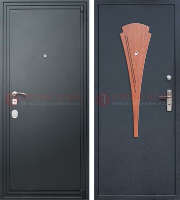 Черная железная дверь с порошковым покрытием и накладкой МДФ внутри ДП-245 в Лосино-Петровсом