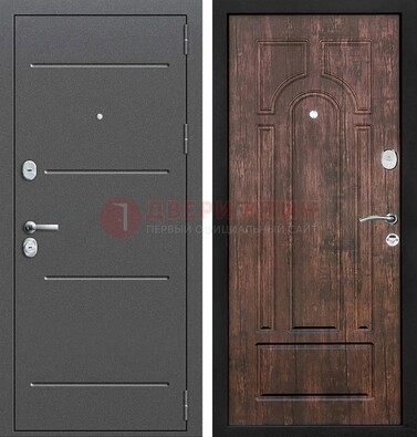 Железная дверь Антик серебро с порошковым напылением и МДФ Тисненый орех ДП-260 в Лосино-Петровсом