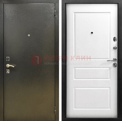 Входная дверь Темное серебро с порошковым напылением и белой МДФ ДП-272 в Лосино-Петровсом
