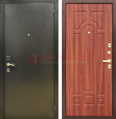 Входная темно-серая дверь с порошковой отделкой и МДФ Миланский орех ДП-281 в Лосино-Петровсом